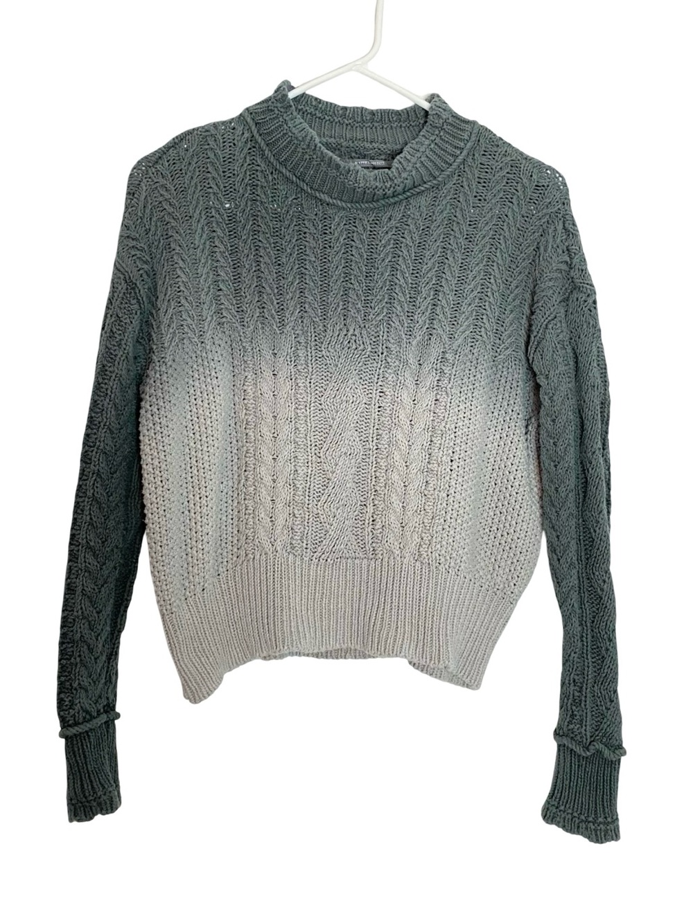 Anthropologie Ombre Sweater Pullover Womens Size Small Cotton Gray Chunky Grey